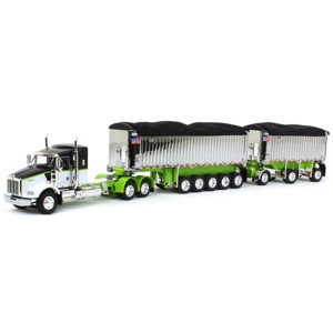First Gear 1/64 Lime/Chrome Kenworth T800 w/ Chrome East Genesis II End Dump Trailers, DCP, 60-1573 - 1 of 4