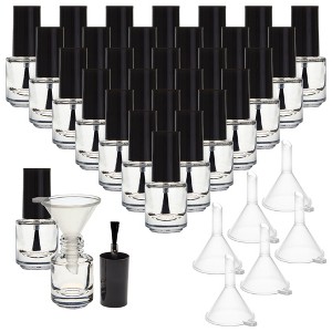 Bright Creations 30 Pack Empty Nail Polish Bottles with Brush Caps and 6 Funnels, Transparent, 5ml - 1 of 4