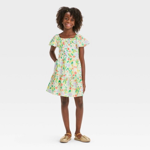 Girls' A-line Flutter Sleeve Floral Woven Dress - Cat & Jack™ : Target