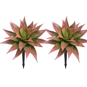 Vitalismo 2 ft/25 inch Agave Artificial Plants with Ground Spike Realistic Faux Plants UV-Resistant for Indoor/Outdoor Home Decor (Set of 2) - 1 of 4