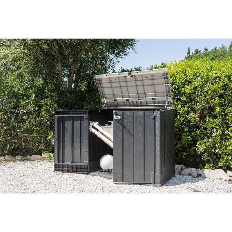 Toomax Storer Plus XL 44 Cubic Foot Resin Weather Resistant Outdoor Horizontal Storage Shed Cabinet for Trash Cans and Yard Tools (2 Pack), 3 of 4