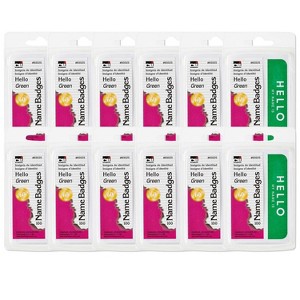 Charles Leonard Self-Adhesive Name Badges, Hello, Green, 100 Per Pack, 12 Packs - 1 of 3