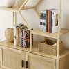 OUTSUPPLY Rattan bookshelf 7 tiers Bookcases Storage Rack with cabinet for Living Room Home Office - 4 of 4