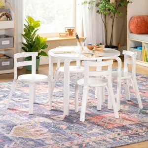 Guidecraft Kids Nordic Table & Chair Set- White: Wooden Round Toddler Table for Crafts & Writing | Playroom Furniture| Kids Activity Table w/ 4 Chairs - 1 of 4