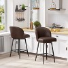 Dark Brown PU Leather Bar Height Bar Stool, Set of 2, 360° Swivel Upholstered Bar Stool - 3 of 4