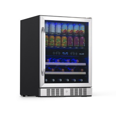 Newair 126 Can Beverage Fridge  Stainless Steel with Handle & SplitShelf™