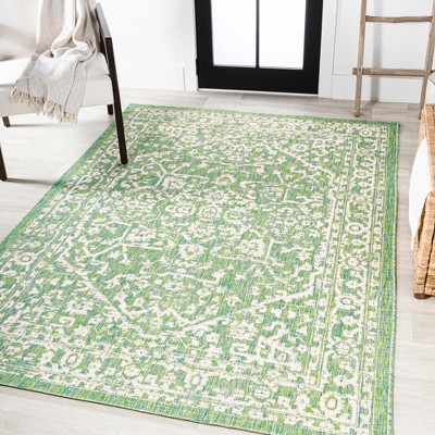 Bohemian Medallion Cream/Green Synthetic 4' x 6' Area Rug