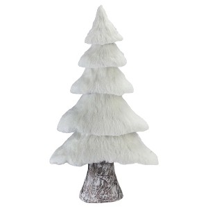 Northlight Faux Fur Birch Tree Christmas Decoration - 17.25" - White - 1 of 4