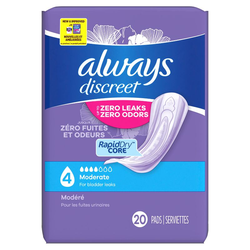 Always Discreet Incontinence & Postpartum Incontinence Pads for Women - Moderate Absorbency - Size 4, 3 of 15