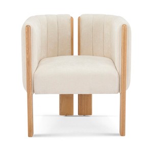 ORRD Modern Dining Chairs Set of 2 (Beige Fabric, Natural Rubber Wood, 225lbs) - 1 of 4