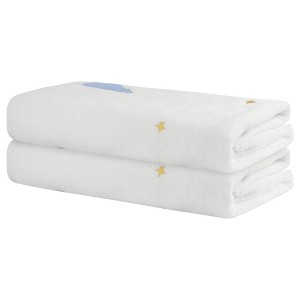 Unique Bargains Cotton Absorbent Quick Dry Lightweight Bath Towels for Bathroom 2 Packs - 1 of 4