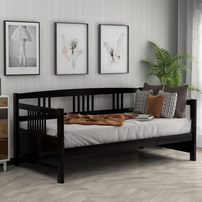 NicBex Twin Size Daybed Modern Wooden Bed Frame with Three-sided Guardrails for Bedroom, Living Room, No Box Spring Required, Space Saving