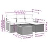 vidaXL 5 Piece Patio Sofa Set with Cushions Black Poly Rattan - Black and Blue With Table - 3 of 4