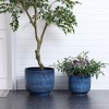 LuxenHome 12-Inch Ocean Blue Ceramic Planter Indoor Outdoor Plant Pot with Drainage Hole and Plug Modern Glazed Round Flower Pot Planter - 4 of 4