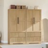 Bedroom Armoire Wardrobe Closet, Freestanding Large Wardrobe Armoire Cabinet with Glass Doors and 2 Drawers - 3 of 4