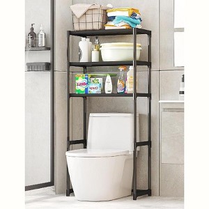 Three-Tier Metal Toilet Shelf, Freestanding Space-Saving Toilet Storage Rack, Tall Bathroom Shelf, Suitable for Toilets Bathrooms, Laundry Rooms - 1 of 4