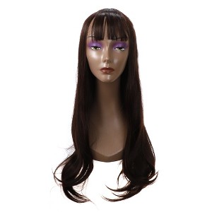Unique Bargains Women Curly Long Hair Human Hair Wigs 28" with Wig Cap - 1 of 4