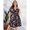 BLUEMING Plus Size Womens Dresses V Neck Floral Flutter Sleeve Midi Surplice Dress Waist Belted Floral Tie Waist Dress Bell Sleeve Dress Flowy Dress - 4 of 4
