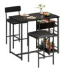 3-Piece Pub Table Set for 2 with 2 Upholstered Chairs & 3 Storage Shelves,Compact Kitchen Dining Set for Small Spaces Apartments Breakfast Nook - 2 of 4