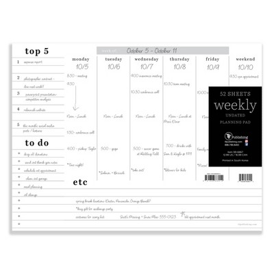 Undated 12" x 9" Utility Weekly Task Desk Pad - The Time Factory