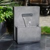 LuxenHome 26" Resin Cascading Gray with Speckled Black Rectangle Resin Garden Outdoor Water Fountain with Planter - 2 of 4