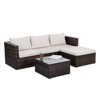 GlasFlength 5PCS Patio Seating Rattan Furniture Set Sectional Sofa Cushioned Garden, Tempered Glass Table, White, 28.94"*28.55"*24.8" - 2 of 4
