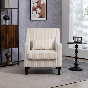 ACEPANO Modern Upholstered Accent Armchair With Scooped Armrests-Beige - 1 of 4