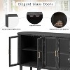 Buffet Sideboard Cabinet with Glass Doors, 60" Wood Storage Cabinet with Adjustable Shelves and Cable Holes for Kitchen, Dining Room - 4 of 4