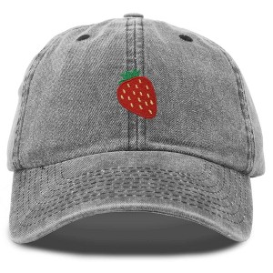 Dalix Strawberry Embroidered Cotton Dad Hat Fruit Adjustable Casual Baseball Cap Nature Womens - 1 of 4