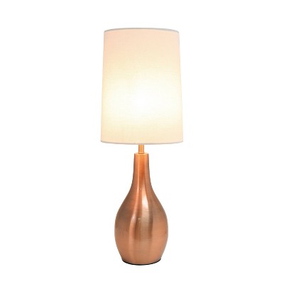 Rose Gold Teardrop Table Lamp with White Fabric Shade