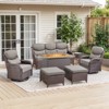 7-Piece Patio Furniture Set with Fire Pit,Wicker Patio Sofa Set Outdoor Swivel Rocking Chairs with Ottomans - 3 of 4