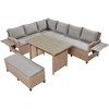 CAVINAS 5-Piece Outdoor Patio Rattan Sofa Set, PE Wicker L-Shaped Garden Furniture for Balcony and Apartment with Soft Cushions, Gray - 4 of 4