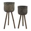 Okak Bamboo Tall Patio Planters Set of 3(S+M+L)/2(S+M) Decorative Flower  Pots for Herbs, Vegetables, Fruits, Indoor/Outdoor,6 Options - 3 of 4