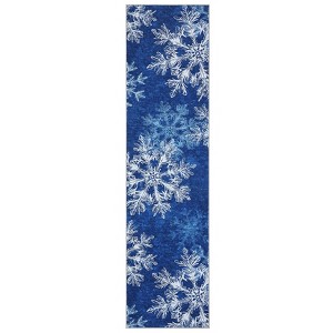 Washable Christmas Area Rug for Living Room, Winter Holiday Decorative Xmas Bedroom Rugs, Low Pile Non Slip Snowflake Rugs for Dining Room - 1 of 4