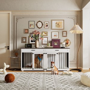 Famapy Dog Crate 72.4" Furniture Style Design Dog Crate with Drawers and Dividers Functional & Tailored for Your Furry Friends - 1 of 4