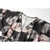Womens V Neck Dress Front Button Down Duster V Neck Floral Mini Dress with Waist Drawstring Printed Flowy Robe Dress,Black - S - 4 of 4