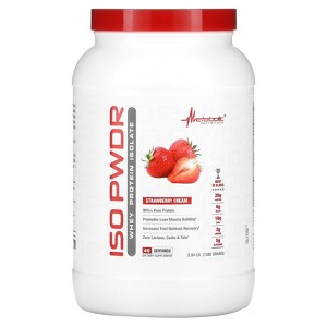 Metabolic Nutrition Whey Protein Isolate ISO PWDR Strawberry Cream, 3.04lb, 23 Servings, 26g Protein, Fast Digesting, Zero Carbs, Delicious Flavor, - 1 of 2