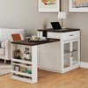 83.1'' Extendable Kitchen Island with Slide Out Table and Storage Racks for 2-6 Person,Kitchen Island with Tempered Glass Doors,Dining Table - 2 of 4