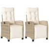 vidaXL Reclining Garden Chair Set of 2 Beige - 2 of 4