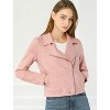 INSPIRE CHIC Women's Zip Up Faux Suede Biker Moto Jacket - 2 of 4