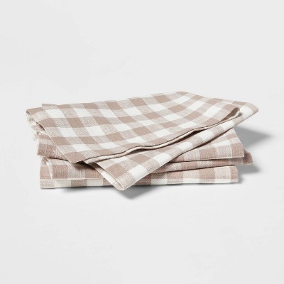 4pk Cotton Gingham Napkins - Threshold™: Traditional Check Pattern, 18"x18" Cloth, Machine Washable, OEKO-TEX Certified