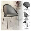 LeisureMod Dining Chair in Upholstered Vinyl Fabric with Curved Back Design and Stainless Steel Legs Urbane Collection Set of 2 - 4 of 4