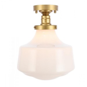 Elegant Lighting Lyle 1 light Brass and frosted white glass Flush mount - 1 of 4