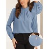 Allegra K Women's Business Casual Stand Collar Chiffon Long Sleeve Blouse - 2 of 4