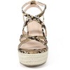BLISSFUL STEP Women's Strappy Wedge Heels Snake Print Wedges Sandals - 2 of 4