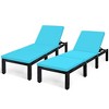 Tangkula 2PCS Adjustable Rattan Patio Chaise Lounge Chair Couch w/ Turquoise Cushion - 3 of 4