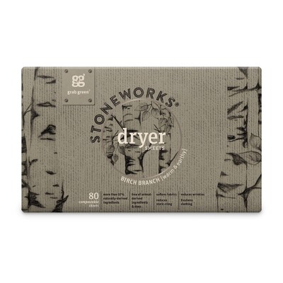 Grab Green Stoneworks Dryer Sheets, Birch Branch Scent