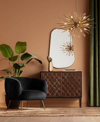Champagne Gold Rectangular Vanity Wall Mirror with Curved Corners