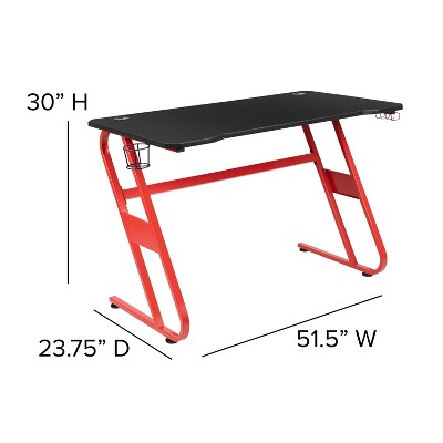 Red and Black Gaming Desk with Reclining Chair Set