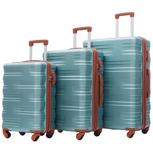 3 Pcs Hardshell Luggage Sets With 360° Spinner Wheels TSA Lock Adjustable Telescopic Handle Lightweight Suitcase For Travel 3 Sizes (20" 24" 28") - 1 of 4